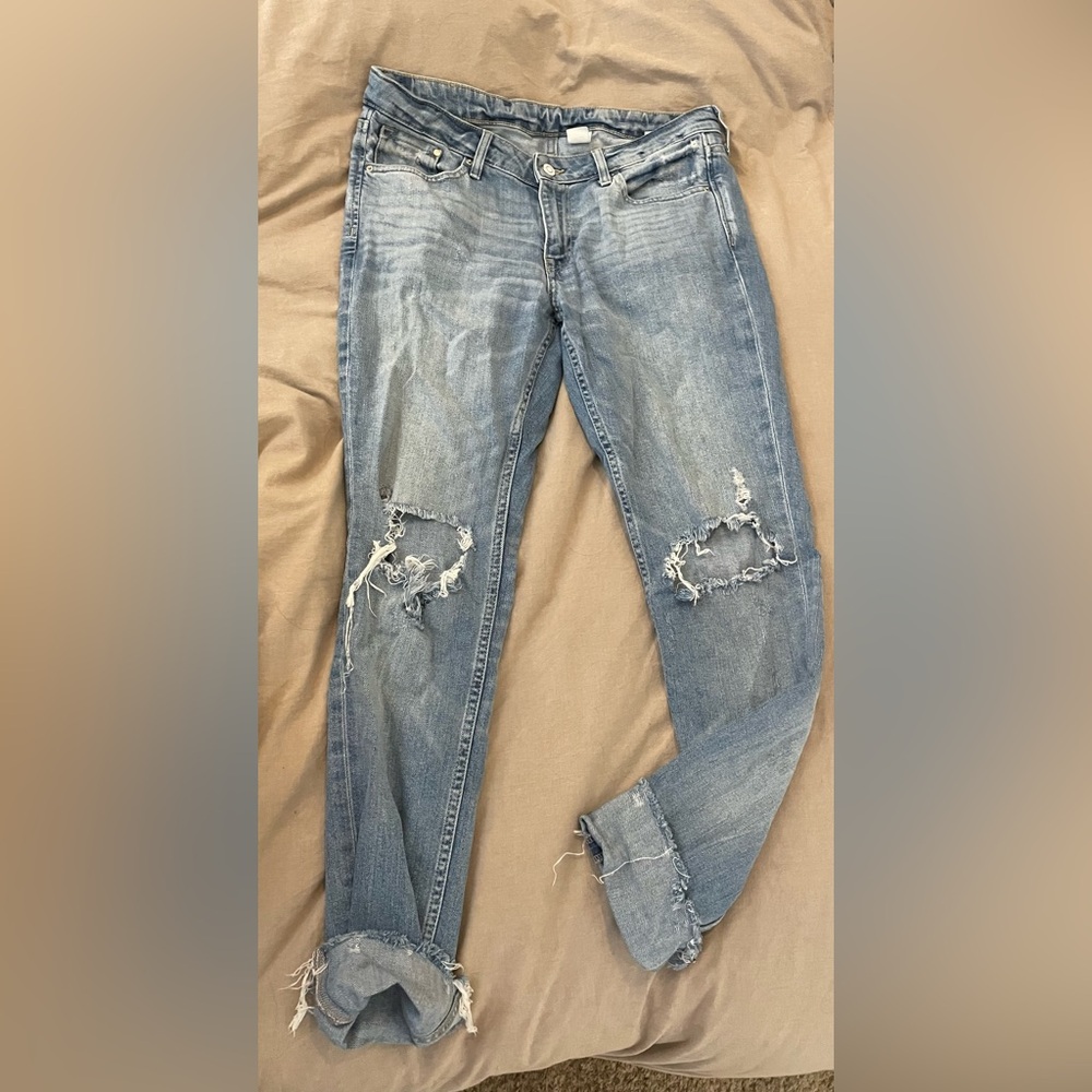 Distressed Blue Jeans
